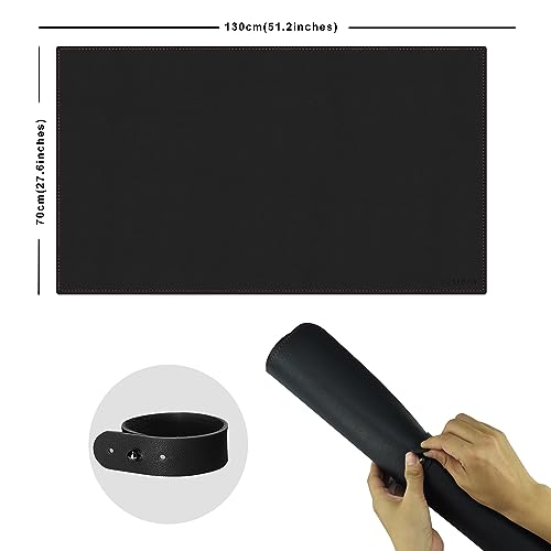 ZORESYN Large PU Leather Desk Mat Black 51.2x27.6 Inches, Waterproof Gaming Mouse Pad with Non-Slip Suede Base, Office Desk Protector & Writing Surface for Home - color: Black, size: 51.2L x 27.6W inches