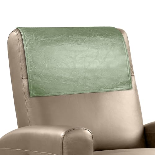 Recliner Headrest Protector Faux Leather Headrest Cover for Recliner Chair Couch Headrest Cover for Furniture Sofa Protector Chair Arm Covers for Home Office 17 x 27In(Mint Green) - color: Mint Green, size: 43x69 Cm