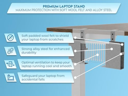 Vertical Side-Mount Laptop Holder Bracket for Desk Storage -fits: Dell/Acer/ASUS/XPS/MacBook/Surface/Lenovo/HP/Gaming Laptops (up to 16 inches) (Perforated Steel, Alloy Steel)