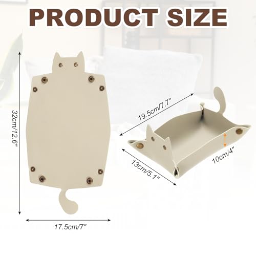 uxcell Leather Valet Tray, Folding Jewelry Tray Organizer Travel Dish Plate Desk Organizer for Women and Men Storage Jewelry Keys Wallet Coin, White - color: White