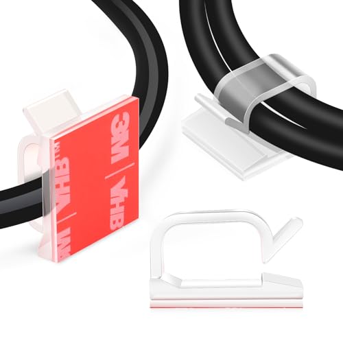 60 PCS XHF 5/8” Adhesive Cable Wire Clips Clear, Outdoor Christmas Light Clips, Cable Staples Cable Management Wire Organizer Cord Holder for Under Desk, Car, Wall, TV PC Ethernet Cable - color: Clear, size: 5/8"-60PCS