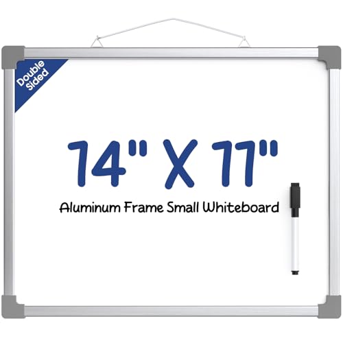 MaxGear 14" x 11" Double-Sided Whiteboard, Aluminum Frame Mini White Board | Dry erase Board, Double-sided Design, Wall mounting, Portable hanging for Planning Writing Drawing Memo, Marker included - color: Silver, size: 14"W x 11"H