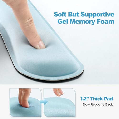 Gimars Upgrade Enlarge Gel Memory Foam Set Keyboard Wrist Rest Pad, Mouse Wrist Cushion Support for Office, Computer, Laptop, Mac, Comfortable, Lightweight for Easy Typing Pain Relief,Sky Blue - color: Sky Blue, size: 3-piece set (keyboard rest+mouse rest