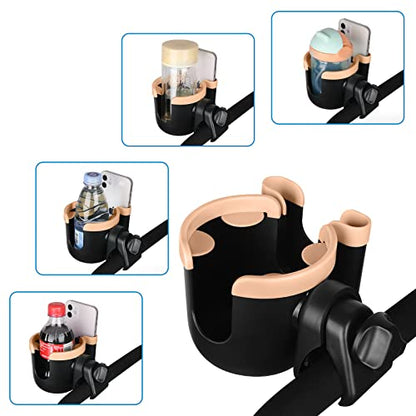 Accmor Stroller Cup Holder with Phone Holder, Bike Cup Holder, Universal Cup Holder for Uppababy Nuna Doona Strollers, 2-in-1 Cup Holder for Walker, Wheelchair, Scooter - color: Mix Pink