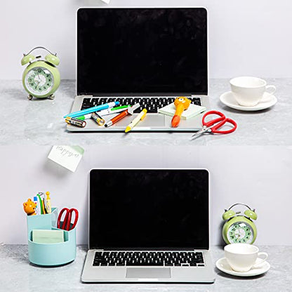 Desk Pencil Pen Holder, 3-Slot 360 Spinning Desk Organizer, Cute Pencil Cup Pot for Office, School, Art Supply - Blue - color: Blue
