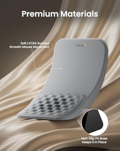 ProtoArc Ergonomic Mouse Pad with Wrist Rest, MP50 Mousepad with Massage Design, Soft Memory Foam and Non-Slip PU Base for Pain Relief, Desk, Home, Office, 12x8 Inches, Gray (Mouse Not Included) - color: Gray Lycra