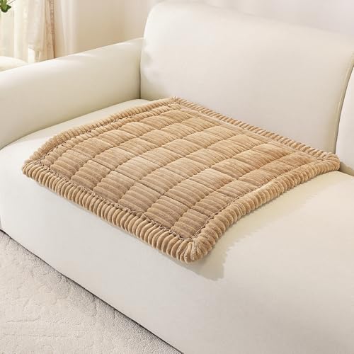 Royhom Chair Cover for Dogs, Thick Soft Couch Arm Cover, Headrest Armrest Covers, Furniture Cover for Pets Recliner Loveseat Leather Cushion L Shaped Couch (Khaki, 27.6 x 27.6 Inch) - color: Khaki, size: 27.6 X 27.6 Inch/1 Piece