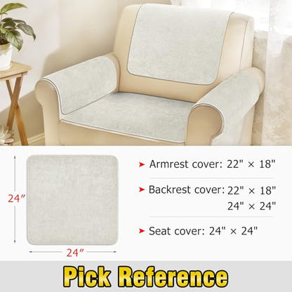 Couch Arm Covers, Sofa Arm Covers, Waterproof Armrest Cover for Sofa, Loveseat, Armchair, Anti-Slip Recliner Arm Cover, Headrest Cover, Arm Chair Covers Set of 2 (Beige, 24"×24") - color: Beige, size: 24" x 24" - 2 pcs