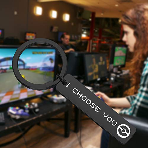 bobauna Retro Controller Keychain I Choose You Video Game Jewelry Game Enthusiast Gift For Gamer - color: Choose You Game Keychain Black