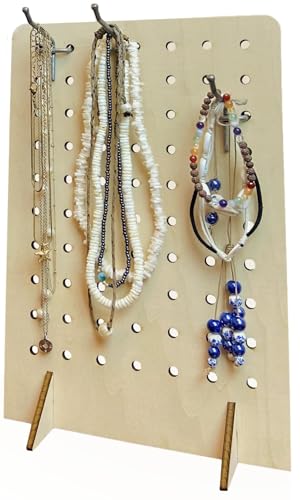 Torched Pegboard Display Stand for Jewelry, Craft Shows, Selling, Vendor Events, Tools, Peg Board Accessories Rack Organizer, Medium 8" L x 4.3" W x 12" H, Natural - color: Natural, size: Medium