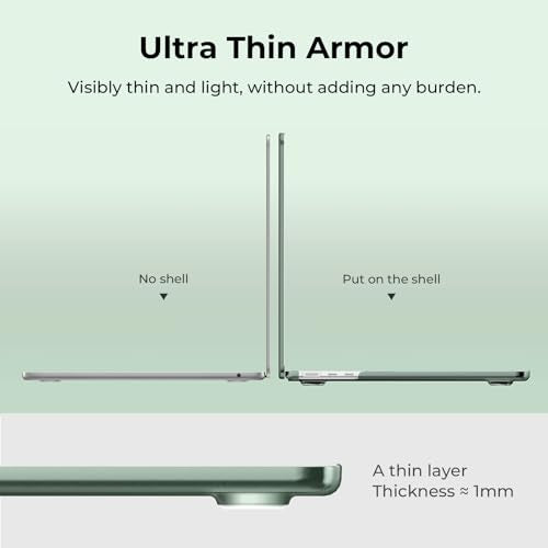 EooCoo Case Compatible with MacBook Air 13 inch M5 2026-2022 Release M4 M3 M2 A3449 A3240 A3113 A2681, Hard Shell&Keyboard Skin Cover&Screen Protector for Mac Air 13.6 inch, Matte Turquoise Green - color: Matte Turquoise Green