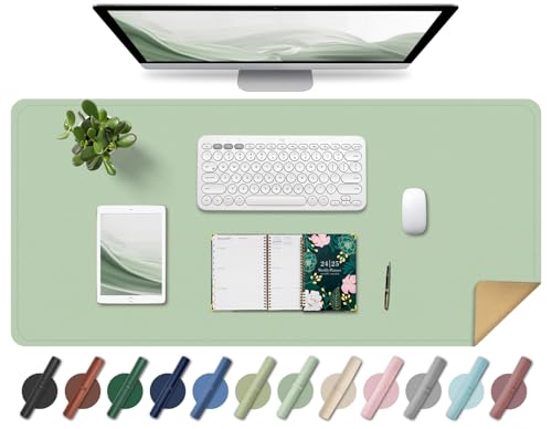 Non Slip Desk Mat, 31.5" x 15.7" PU Leather Desk Pad, Cork Desk Mat for Desktop, Desk Pad for Keyboard and Mouse, Ideal for Office and Home, Light Green - color: Light Green, size: 15.7" x 31.5"