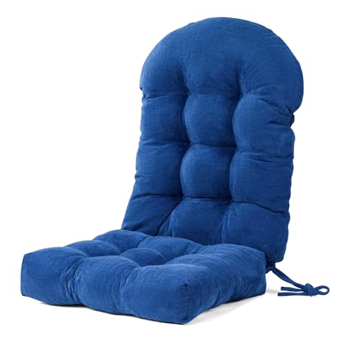 Rocking Chair Cushions Set - Non-Slip Adirondack Chair Cushions with Ties Indoor/Outdoor Rocking Chair Pad for Living Room, Bedroom, Balcony, Office - color: Indoor Blue