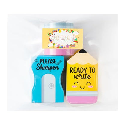 MALLMALL6 3Pcs Pencil Sharpen Eraser Shaped Pencil Holder, Back to School Wooden Caddy Case Gifts for Kid Student, No Assembly Sharp Dull Shaped Desktop Dispenser Storage Organizer for Classroom Decor - style: Pencil & Sharpen & Eraser