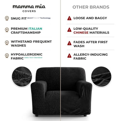 Premium Stretch Couch Covers for Sofa - Sofa Chair Cover Washable, Dogs & Pets Friendly - Elastic Polyester Loveseat Slipcovers - Non-Slip Love Seat Couch Covers - Black (21"-39" Wide) - color: Black, size: 21"-39" Wide