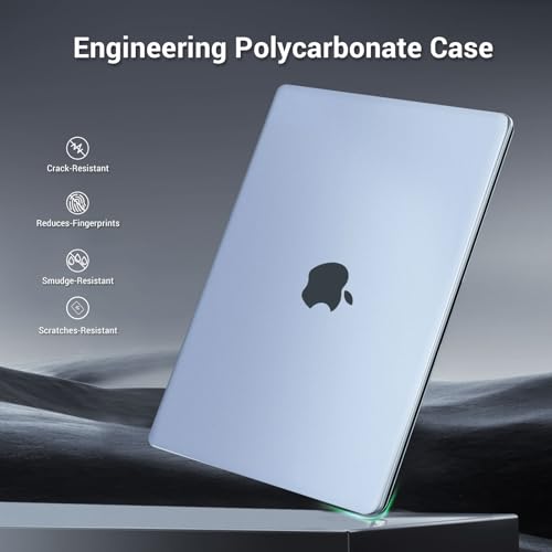 MOSISO Ultra-Thin & Seamlessly Closes Cover Compatible with MacBook Air 13 inch Case M5 M4 M3 M2 2026-2022 A3449 A3240 A3113 A2681, 2 in 1 Kit Anti-Fingerprints Shell for Mac Air 13.6, Pastel Blue - color: Pastel Blue