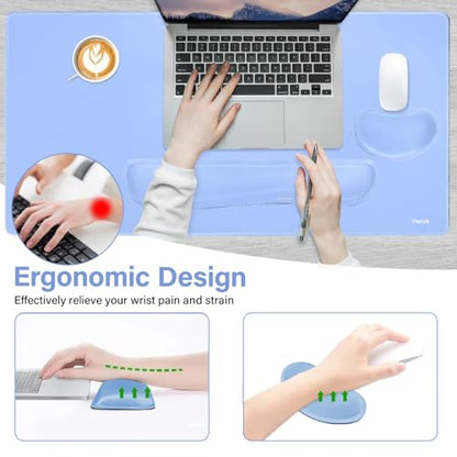 MOSISO Keyboard Mouse Pad Set, Gaming Mouse Pad&Keyboard Wrist Rest&Wrist Rest, Ergonomic Wristrests with Memory Foam Home Office Easy Typing Cushion Non-Slip Mousepad, Air Blue - color: Air Blue