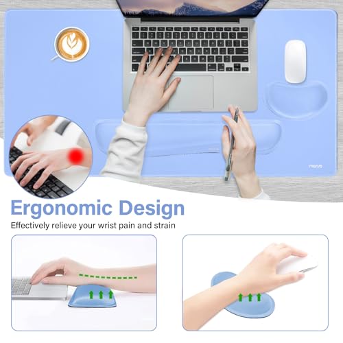 MOSISO Keyboard Mouse Pad Set, Gaming Mouse Pad&Keyboard Wrist Rest&Wrist Rest, Ergonomic Wristrests with Memory Foam Home Office Easy Typing Cushion Non-Slip Mousepad, Air Blue - color: Air Blue