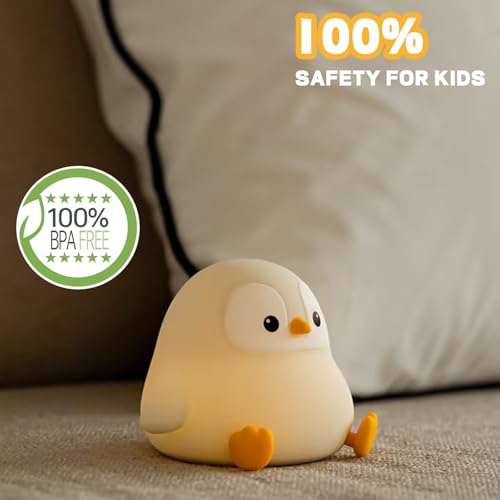 Penguin Night Light for Kids, Cute Penguin Lamp Silicone Baby Nursery Night Lamp, Dimmable Squishy Touch Bedside Lamps, Adorable Rechargeable Animal Lamps Gifts Kawaii Room Decor for Kids Girls Boys - color: Penguin