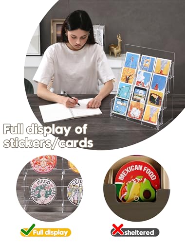 Acrylic Sticker Display Stand, Sticker Holder Display for Vendor Events, Card Rack Display Stand, Portable Display Rack