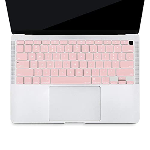 MOSISO Keyboard Cover Compatible with MacBook Air 13 inch 2022 2021 2020 Release A2337 M1 A2179 Retina Display with Touch ID Backlit Magic Keyboard, Waterproof Protective Silicone Skin, Rose Quartz - color: Rose Quartz