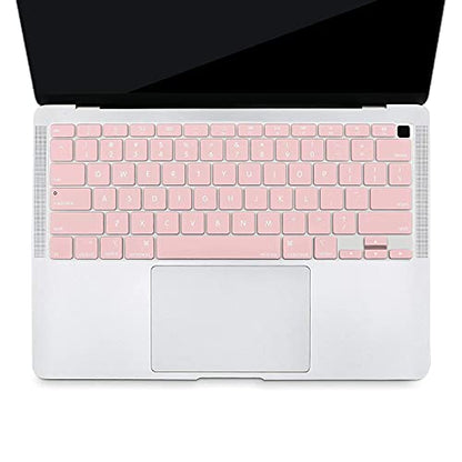 MOSISO Keyboard Cover Compatible with MacBook Air 13 inch 2022 2021 2020 Release A2337 M1 A2179 Retina Display with Touch ID Backlit Magic Keyboard, Waterproof Protective Silicone Skin, Rose Quartz - color: Rose Quartz