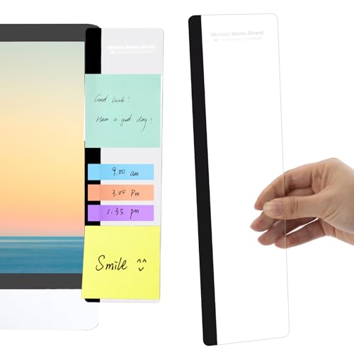 Generic 2pcs Multifunction Monitor Memo Board Transparent Message Panel Note Board Monitor Side Panel Suitable for Office Home Desktop - style: Flat style