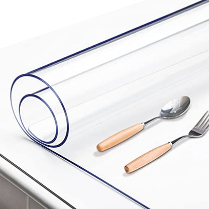 12x36 Inch Clear Plastic Pad Table Protector Cover Dining Room Tablecloth Office Desk Mat Easy Clean Heat Resistant Protection Glass Wood Tabletop Office Writing Desk Kitchen Coffee Table - color: New Clear 1.5mm, size: 12 X 36 Inches