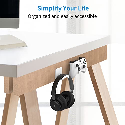 SOKUSIN Headphone Stand Headset Holder - Adhesive Gaming Earphones Hanger, Universal Desk Wall Mount Hook for All Headphone/Controller, Compatible with Beats, AirPods Max,Sony, JBL (White) - color: White