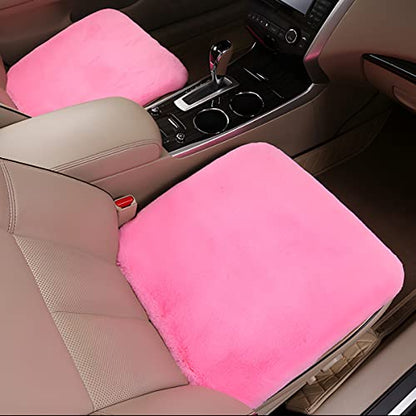 2Pack Car Front Seat Cushion, Soft Warm Faux Rabbit Fur Winter Auto Seat Cover, Fluffy Plush Vehicle Seat Protector Pad with Non-Slip Backing, Car Accessories for Home and Office Chair (Pink) - color: Pink