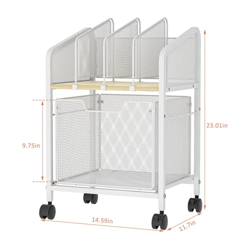 Tiaoheka Rolling File Cabinet with Adjustable Dividers, Mobile Filing Cabinet with Storage Drawer on Lockable Wheels, Hanging File Organizer Beside Under Desk for Office, Home, White（Patent Pending） - color: White, size: Small - File Cabinet