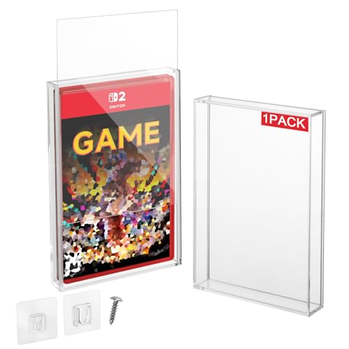Clear Acrylic Game Protective Case for Switch 1 & 2 Games | 3mm Thick Dustproof Wall Storage Holder, Display Case for Switch Game, Pack of 1