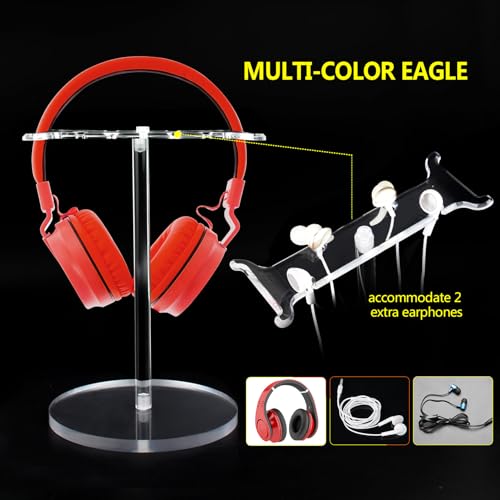 Clear Acrylic Headphone Stand with Patterned Base – Universal Holder for AirPods Max, Gaming & Wireless Headphones – Space-Saving Desk Organizer for Home & Gaming Setup (Pure Transparency) - style: Pure Transparency
