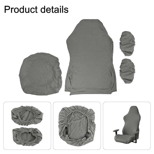 Stretch Gaming Chair Cover, Soft and Comfortable, Dust Protection, Modern Design, for Office Computer Racing Seat(Gray) - color: Grey