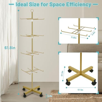 Flenpptly Retail Display Stand Rotating Display Stand 4 Tier Spinning Display Stand for Craft Shows, Jewelry, Keychain, Earring Adjustable Height Retail Display Racks (Gold) - color: 4-Tier Gold