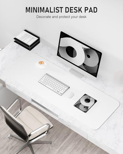 Desk Pad, 48" x 17" PU Leather Non-Slip Desk Mat Large Mouse Pad for Desktop, Waterproof Laptop Computer Writing Mat for Office, Home, Work, Gaming, White - color: White, size: 48" x 17"
