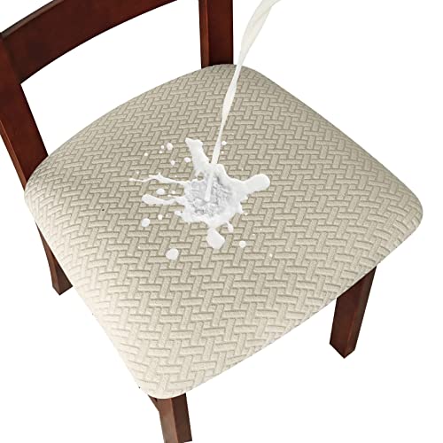 Genina Waterproof Seat Covers for Dining Room Chairs Covers Dining Chair seat Covers Kitchen Chair Covers slipcovers (Beige, 6 Pcs) - color: Waterproof-beige, size: 6 PCS