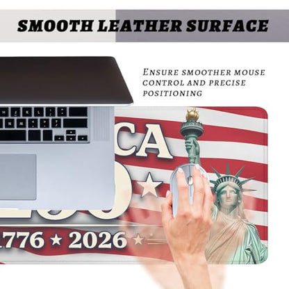 America 250 Mouse Pad Statue of Liberty America Flag Mousepad Extended Large Laptop Keyboard Non-Slip Rubber Base with Stitched Edges for Home Office Computer Keyboard Laptop 31.5x11.8 Inch - color: America 250 America Flag, size: 31.5" x 11.8"