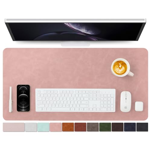 Distressed Leather Desk Mat - Non-Slip PU Desk Pad for Office and Home - Desk Organization and Accessories - Ideal for Large Mouse Pad and Desk Mats on Top of Desks(Dusty Rose,31.5"x 15.7") - color: Dusty Rose, size: 31.5" x 15.7"