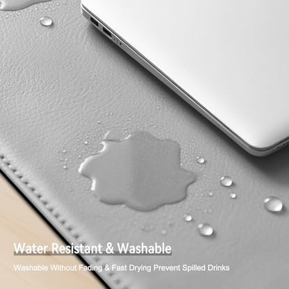 Dual Sided Leather Desk Mat - Waterproof Desk Pad - Ideal for Large Mouse Pad and Desk Mats on Top of Desks (Gray, 33"*13") - color: Gray, size: 33"*13"