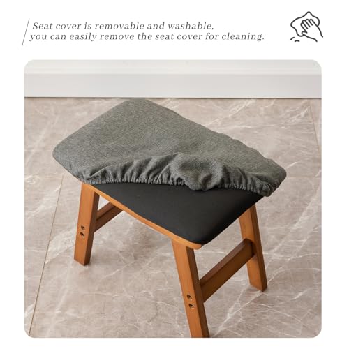 Kitsanery Foot Stool,Ottoman,Bamboo Small Sofa Foot Rest Under Desk,Extra Seating for Living Room, Bedroom and Kitchen (Brown Stool Legs - Gray Surface) - color: Brown Stool Legs - Gray Surface