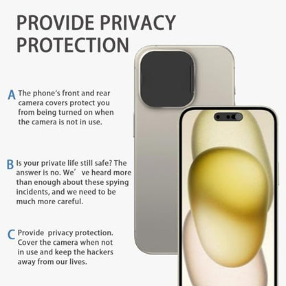Front Camera Cover Compatible for iPhone 15 Pro/15 Pro Max with Rear Lens Cover,Protect Privacy and Security But Not Affect Facial Recognition（2Pack-2025 Updated Version - size: 15 Pro/X15 Pro Max