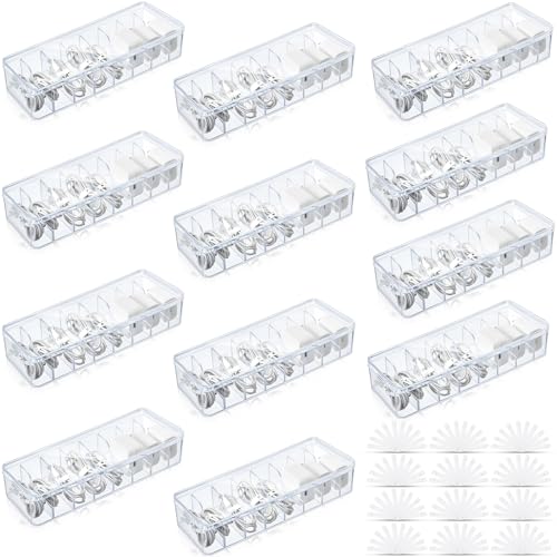 Tatuo 12 Pcs Cable Organizer Box with Wire Ties, Plastic Cord Storage Box with Lid, Electronics Organizer for Home Office Desk Organizers and Accessories (Clear) - color: Clear