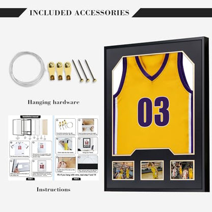Aluminum Jersey Display Frame Case Large Shadow Box Jersey Frame with Photo Slots 98% UV Protection Clear Acrylic for Football, Hockey, Basketball, Baseball Shirt Ideal Gift for Sports Fans - color: Jersey Frame 9