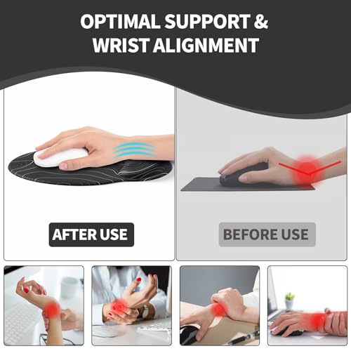 eulps Mouse Pad with Wrist Rest, Comfortable Computer Mousepad with Gel Wrist Support Smooth Surface and Non-Slip PU Base for Pain Relief, Laptop, Office & Home (Black Line) - color: Black Line