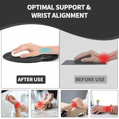 eulps Mouse Pad with Wrist Rest, Comfortable Computer Mousepad with Gel Wrist Support Smooth Surface and Non-Slip PU Base for Pain Relief, Laptop, Office & Home (Black Line) - color: Black Line