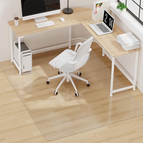 Upgraded 2mm Thick Clear Office Chair Mat, 46"x72" No Slip Vinyl Desk Chair Mat for Hard Floors, Heavy-Duty Easy Clean PVC Computer Floor Mat, Waterproof Rolling Chair Floor Protector for Home Office - color: Clear（mat), size: 46"x72" for hard floors