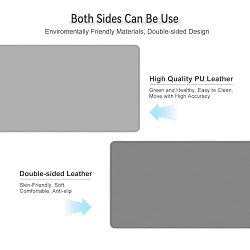 Dual Sided Leather Desk Mat - Waterproof Desk Pad - Ideal for Large Mouse Pad and Desk Mats on Top of Desks (Gray, 33"*13") - color: Gray, size: 33"*13"