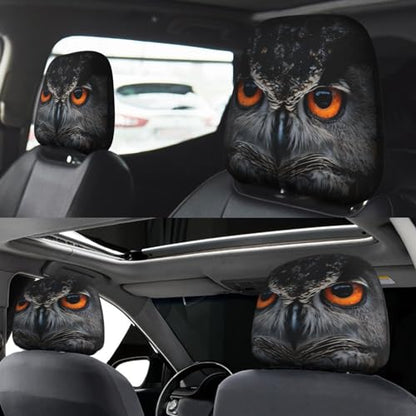 Dujiea 2 Pack Owl Car Headrest Covers, Universal Soft Car Seat Head Rest Cover Protector, Vehicle Accessories Fabric Headrest Cover for Cars Vans Trucks - color: Owl