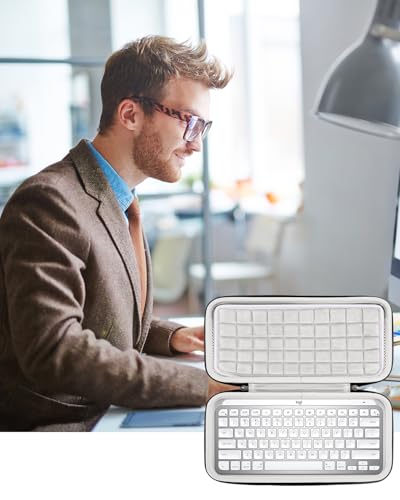 RAIACE Hard Storage Case Compatible with Logitech MX Keys Mini Advanced Illuminated Keyboard. (Case Only, Not Include The Device)- Black(Gray Lining)